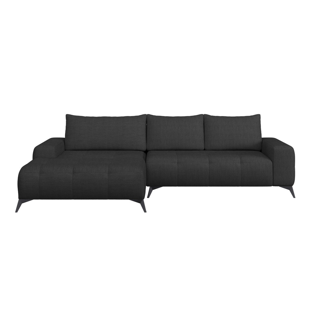 ECKSOFA MAURO Schwarz Flachgewebe  - Schwarz, Trend, Textil/Metall (175/290cm) - MID.YOU