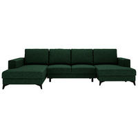 WOHNLANDSCHAFT Grün Flachgewebe  - Schwarz/Grün, Design, Textil/Metall (190/339/156cm) - Livetastic