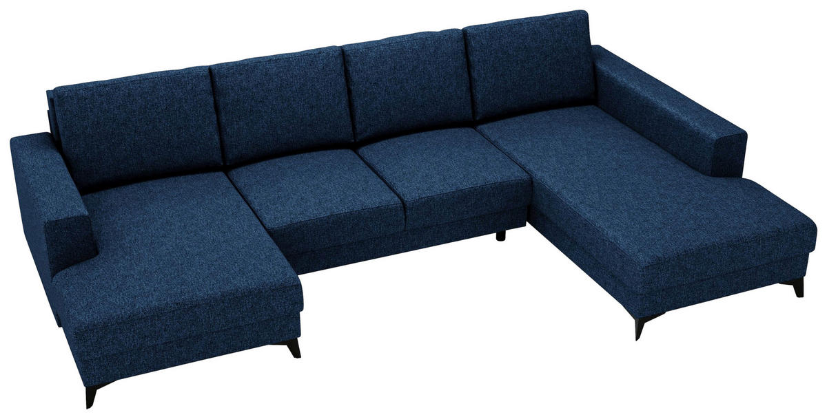 WOHNLANDSCHAFT in Flachgewebe Blau  - Blau/Schwarz, Design, Textil/Metall (156/339/190cm) - Livetastic