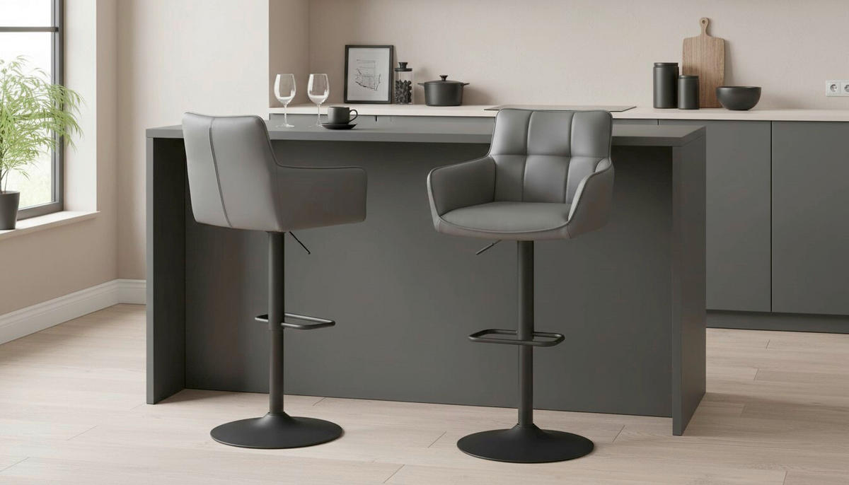 BARHOCKER in Grau, Schwarz  - Schwarz/Grau, MODERN, Textil/Metall (54,5/91/113/51,5cm) - Livetastic