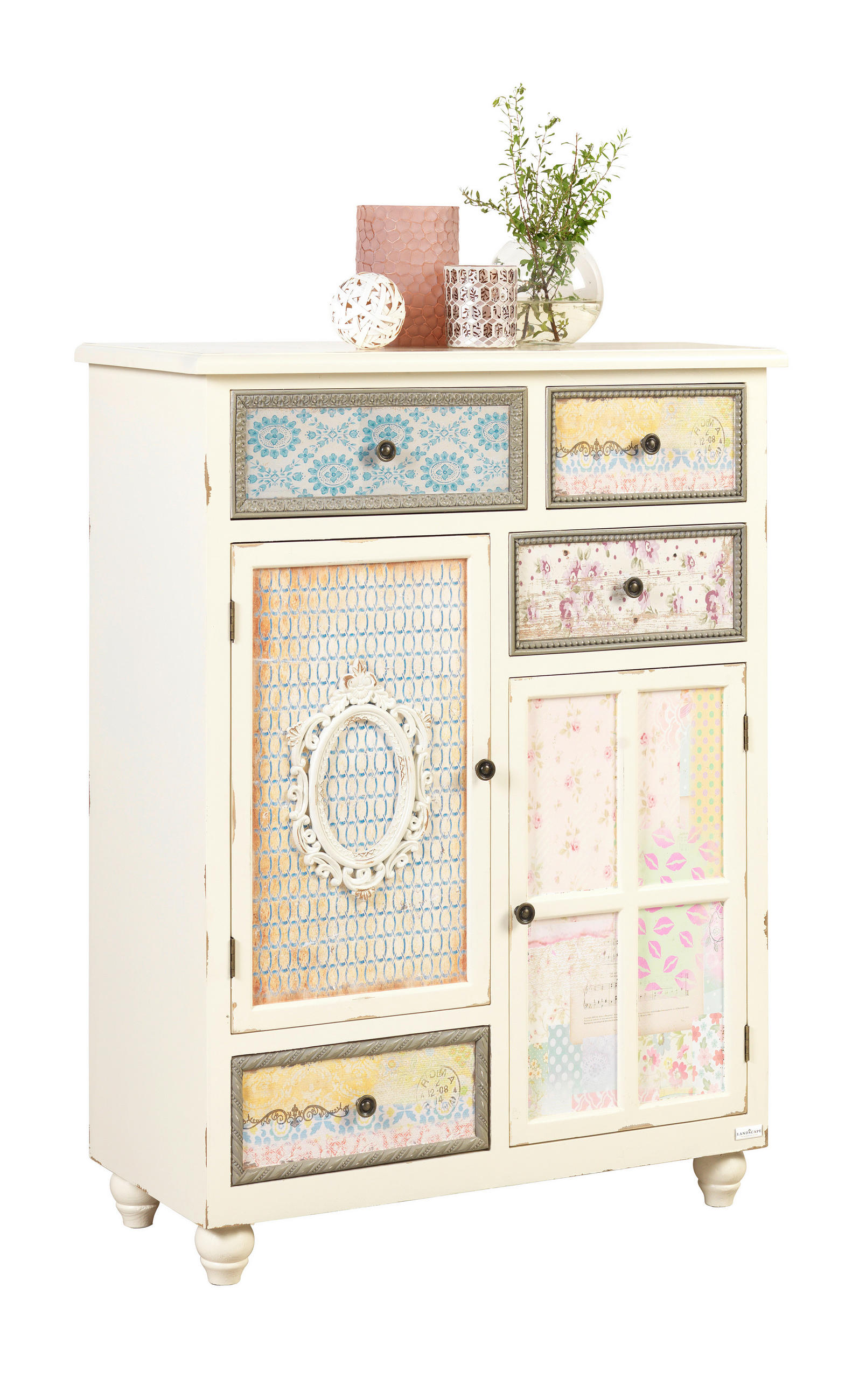 KOMMODE 82/108/36,5 cm Tanne teilmassiv - Multicolor/Bronzefarben, LIFESTYLE, Holz/Holzwerkstoff (82/108/36,5cm) - Landscape