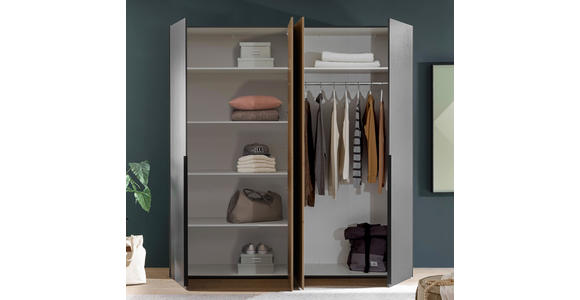 KLEIDERSCHRANK in Graphitfarben, Eichefarben - Eichefarben/Schwarz, KONVENTIONELL, Holzwerkstoff/Kunststoff (200/210/53cm) - Carryhome