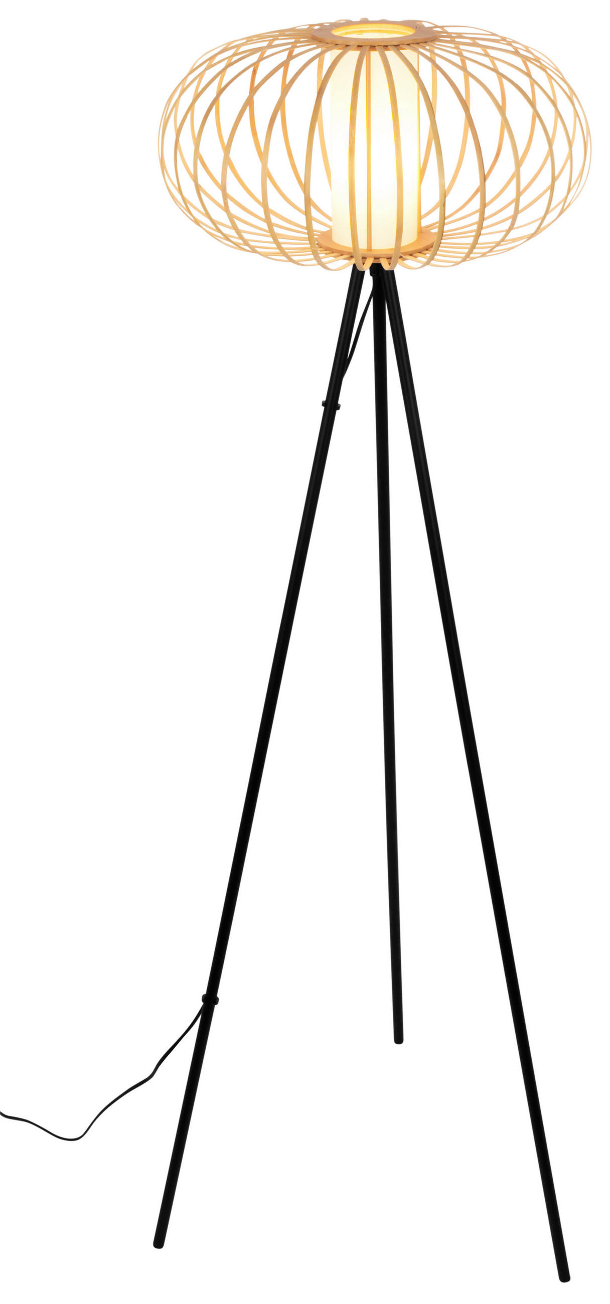 GOLVLAMPA 63,5/153 cm    - ljusbrun/svart, Natur, metall/trä (63,5/153cm)