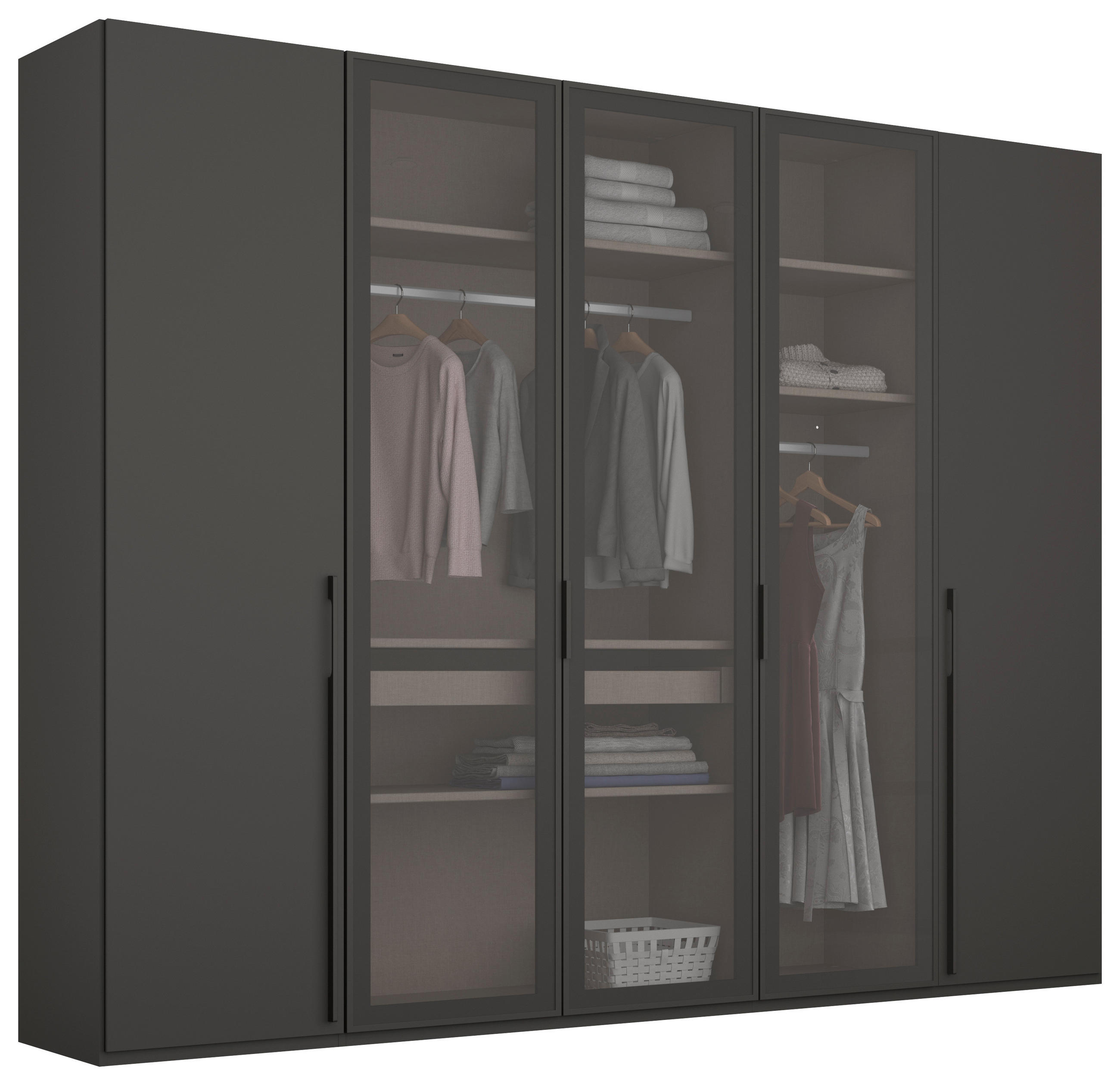 DREHTÜRENSCHRANK in Graphitfarben  - Graphitfarben, Trend, Glas/Holzwerkstoff (251/223/60cm) - Novel