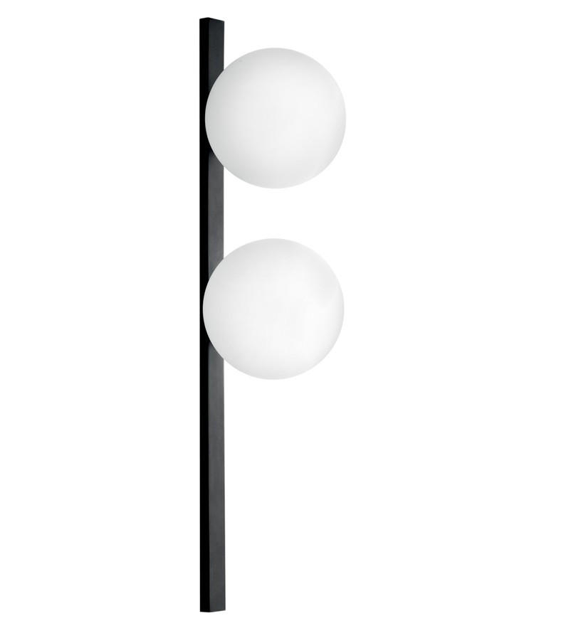 WANDLEUCHTE Luce Ambiente e Design 14/60 cm   - Schwarz/Weiß, KONVENTIONELL, Glas/Metall (14/60cm)
