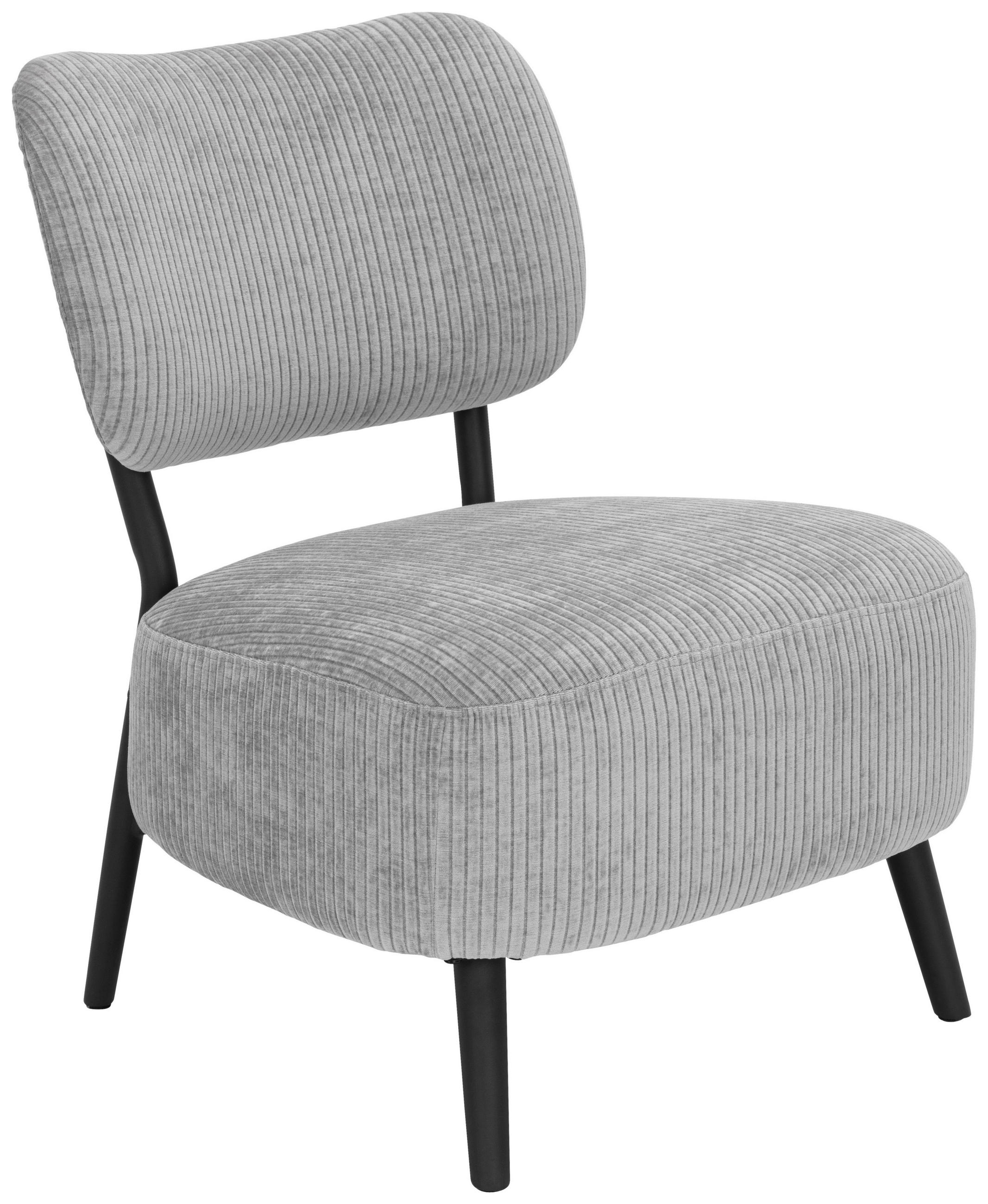 SESSEL in Cord Grau  - Schwarz/Grau, Design, Textil/Metall (62/76/65,5cm) - P & B