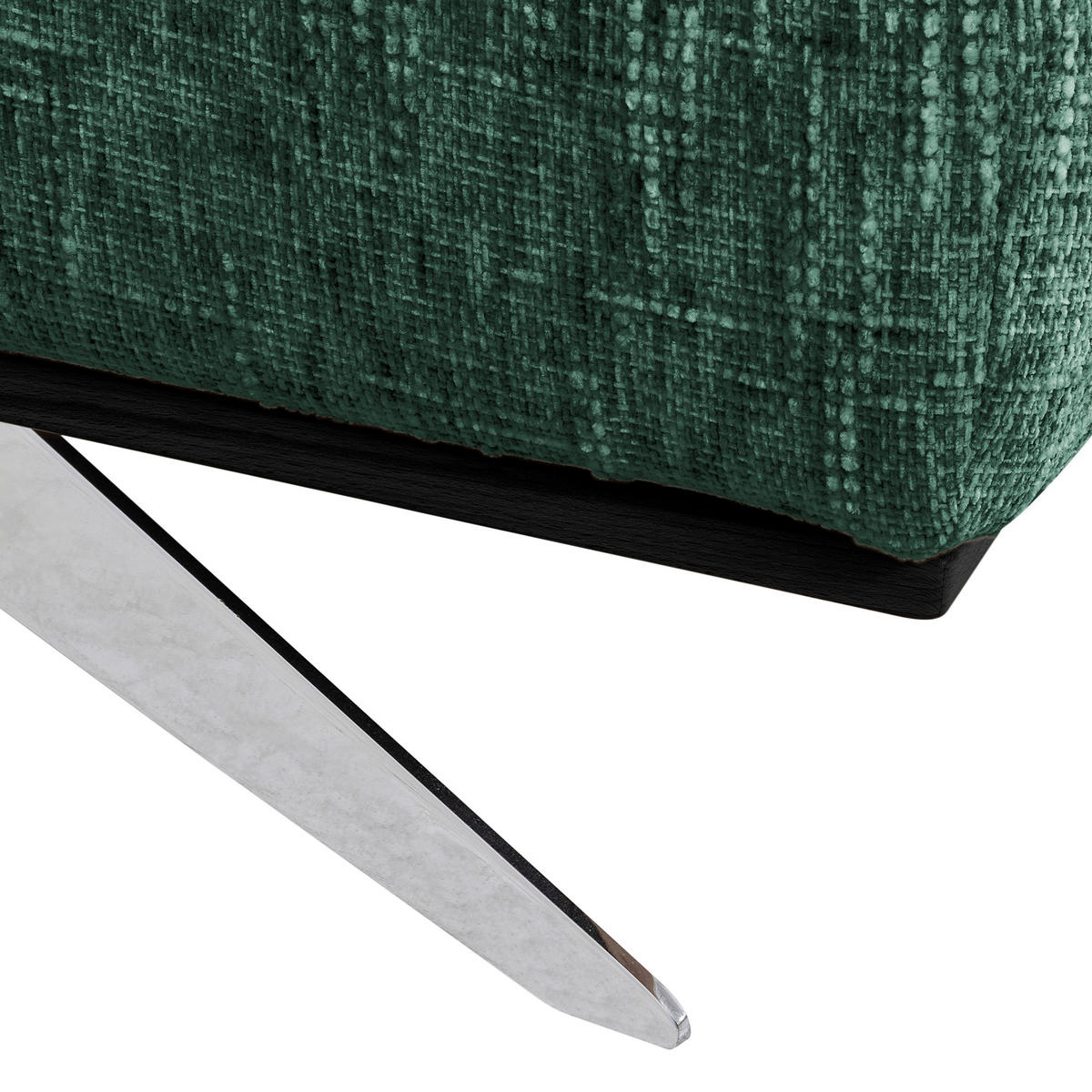 ECKSOFA PORTLAND Grün Struktur Kopfteilverstellung  - Chromfarben/Schwarz, Design, Holz/Textil (187/295cm) - Livetastic