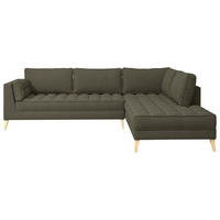 ECKSOFA Dunkelgrün Bouclé  - Dunkelgrün/Naturfarben, Design, Holzwerkstoff/Textil (310/204cm) - MID.YOU