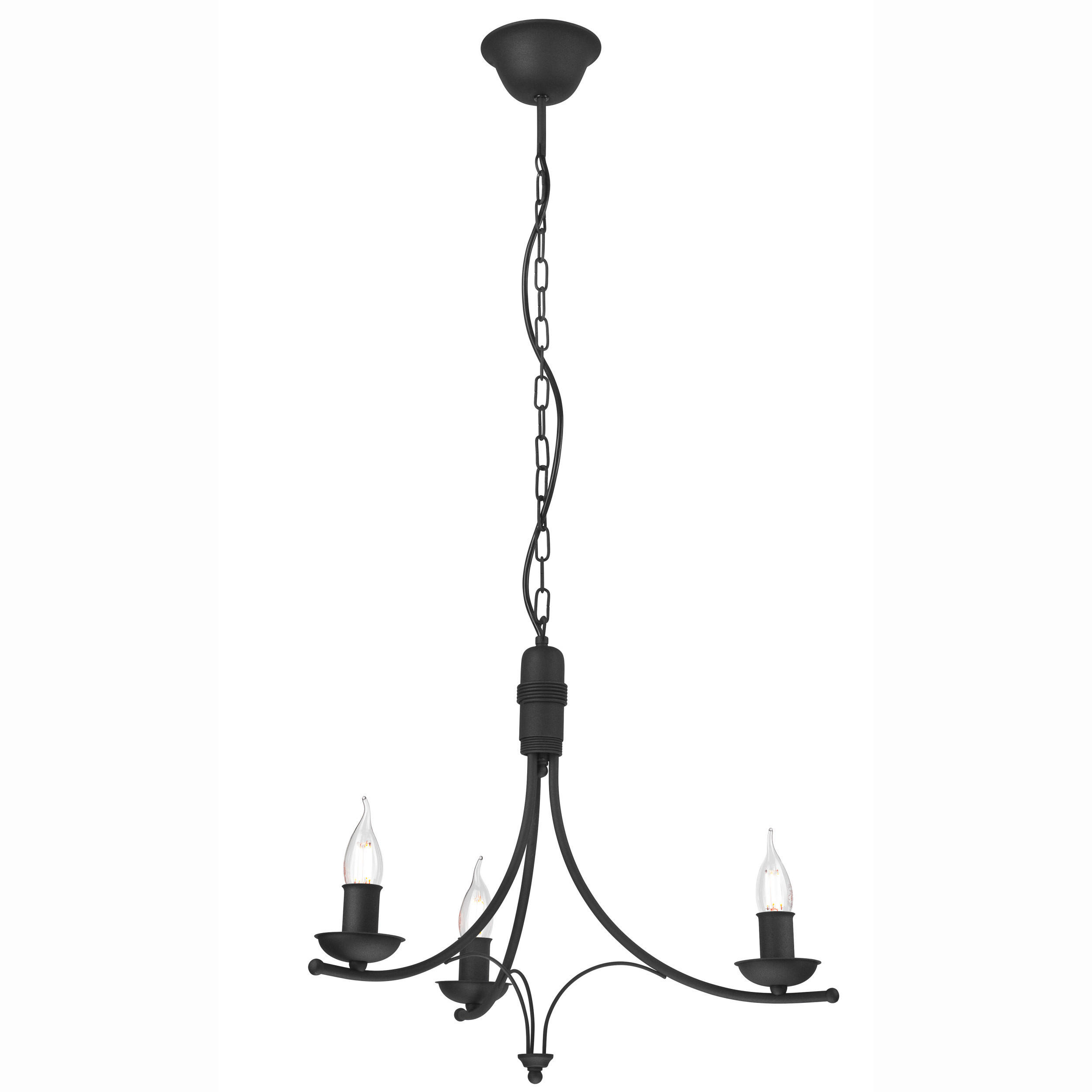 KRONLEUCHTER Lucy 58/100 cm   - Schwarz Hochglanz, KONVENTIONELL, Metall (58/100cm)