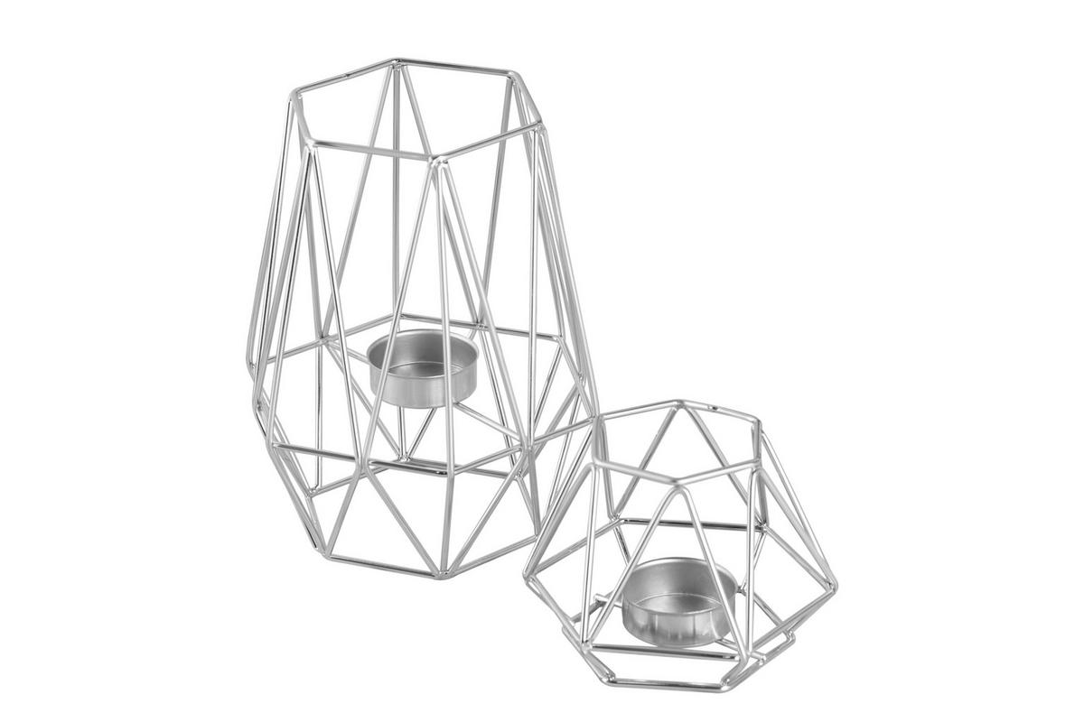 Set De Suporturi Lumânări - argintiu, Basics, metal (9,5/8/17/8,3cm) - Echtwerk