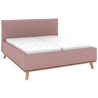 POLSTERBETT 160/200 cm,  in Altrosa, Matratze, Lattenrost, Bettkasten, H3 + H3 = fest  - Eichefarben/Altrosa, Design, Holz/Textil (160/200cm) - Musterring