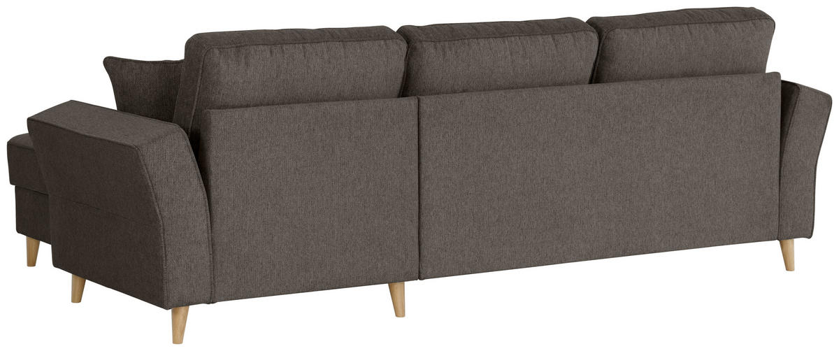 ECKSOFA in Flachgewebe Graubraun  - Eichefarben/Graubraun, Konventionell, Holz/Textil (265/159cm) - Carryhome