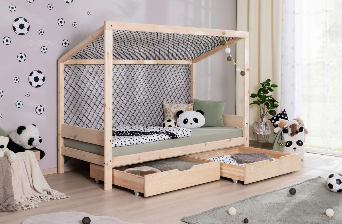 STAURAUMBETT 90/200 cm  in Naturfarben  - Naturfarben, MODERN, Holz/Textil (90/200cm) - MID.YOU