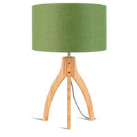 STOLNÍ LAMPA, nástěnný stmívač, 36/54 cm  - zelená/přírodní barvy, Trend, dřevo/textil (36/54cm) - Good & Mojo