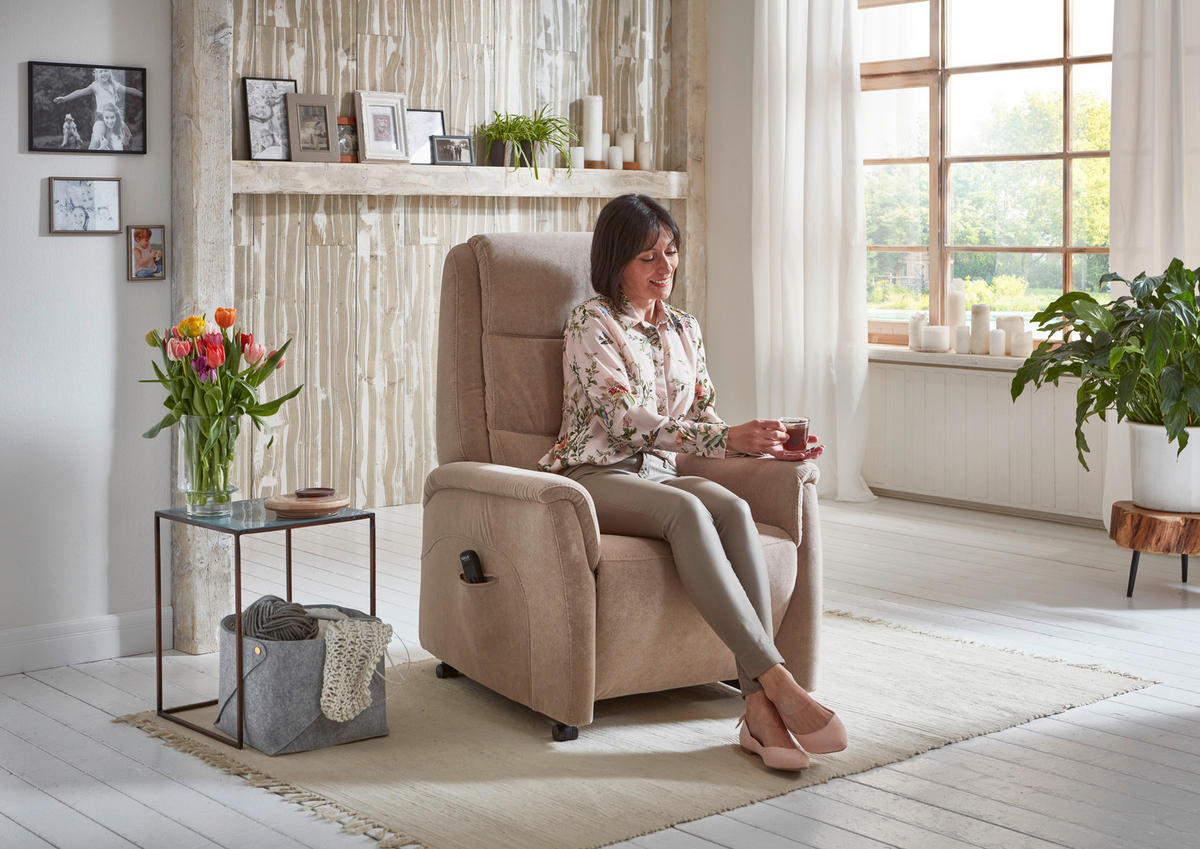 FERNSEHSESSEL in Mikrofaser Beige  - Beige/Schwarz, KONVENTIONELL, Kunststoff/Textil (70/105/88cm) - Valdera