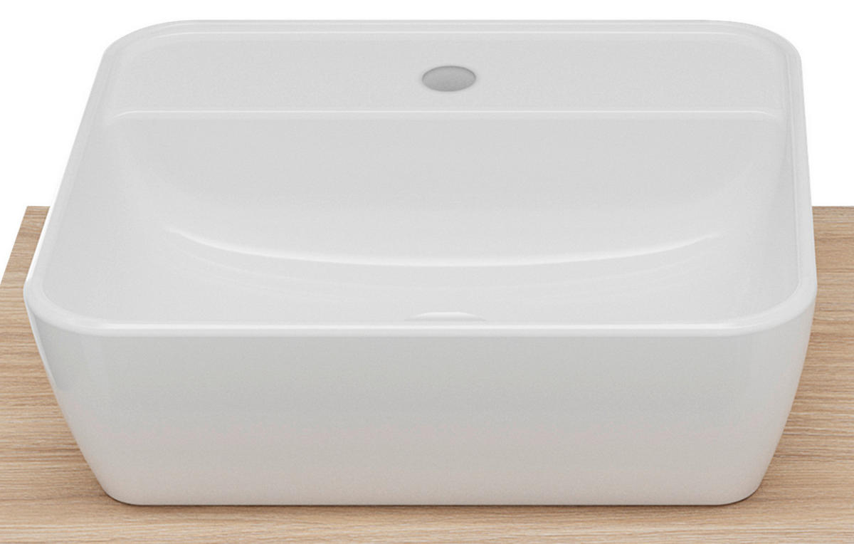 WASCHBECKEN  - Weiss Hochglanz, Modern, Keramik (50/12/36cm) - Welnova