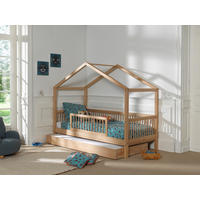 HAUSBETT 90/200 cm,  in Buchefarben, Absturzsicherung, Rollrost, Bettschublade  - Buchefarben, MODERN, Holz (90/200cm) - Vipack
