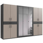 DREHTÜRENSCHRANK  in Graphitfarben, Sahara  - Schwarz/Graphitfarben, KONVENTIONELL, Glas/Holzwerkstoff (313/208/58cm) - Carryhome