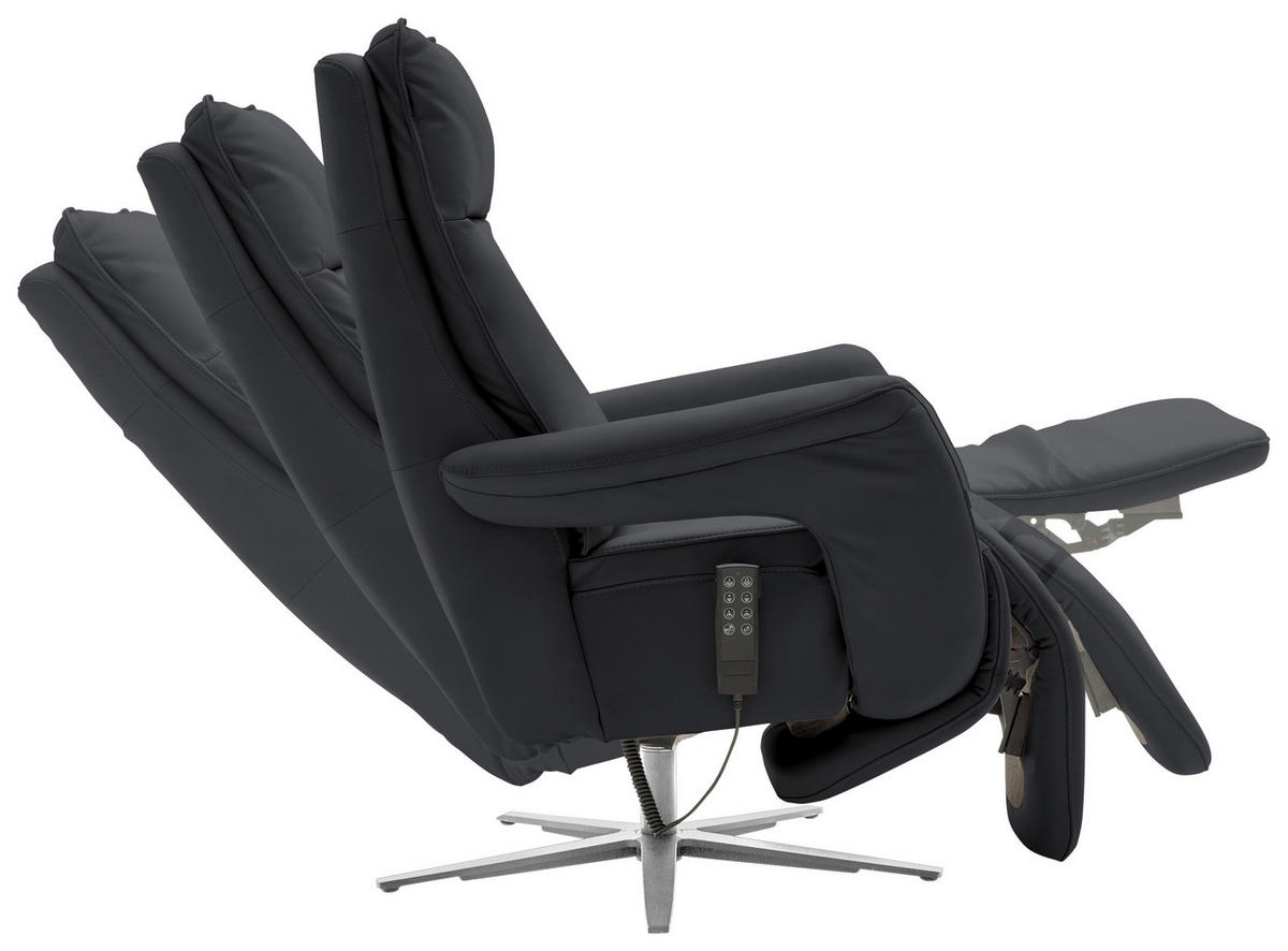 RELAXSESSEL in Leder Anthrazit  - Edelstahlfarben/Anthrazit, Design, Leder/Metall (79-83/116/87-176cm) - Valdera