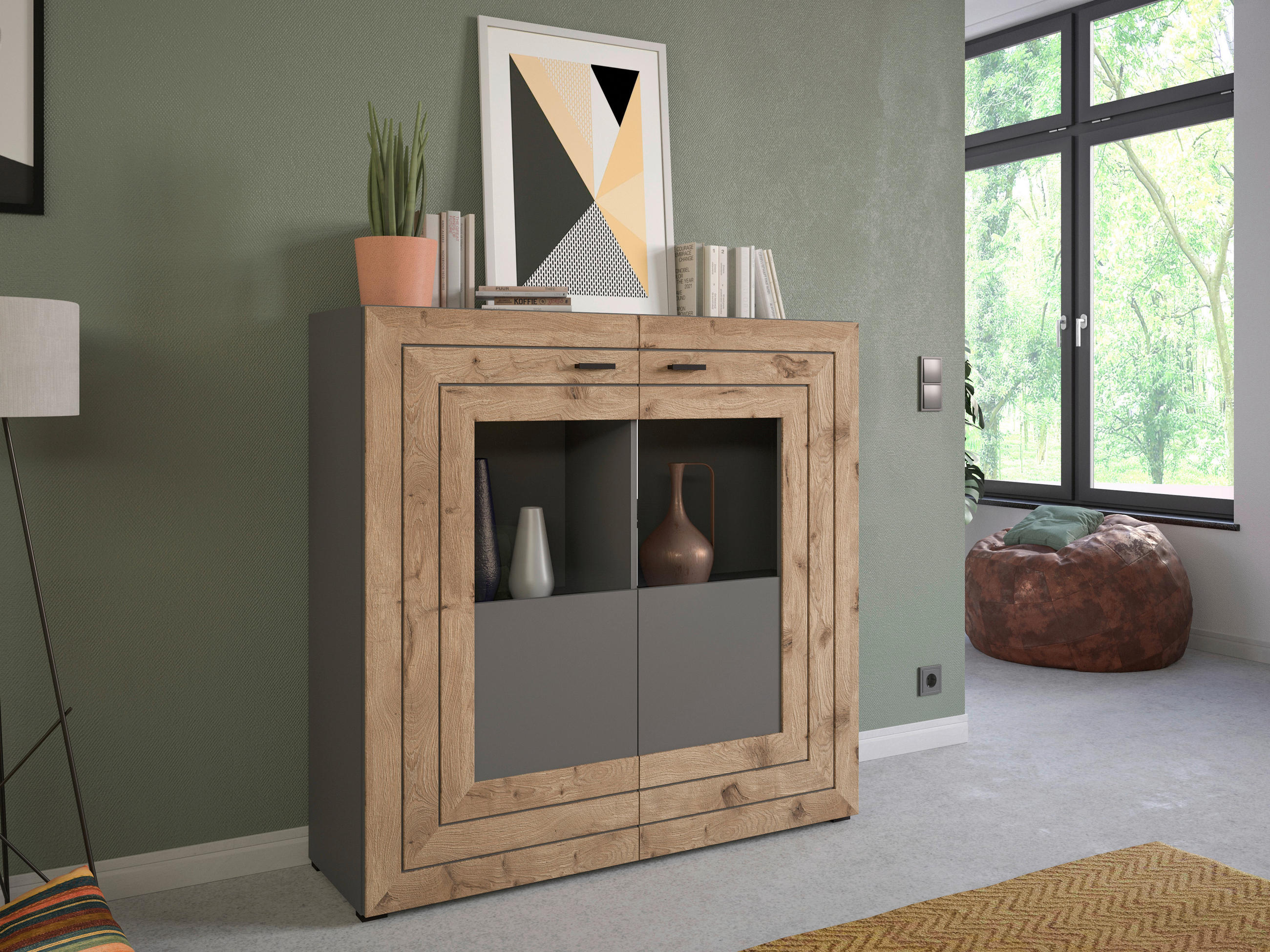 HIGHBOARD  in 120/117/37 cm  - KONVENTIONELL, Glas/Holzwerkstoff (120/117/37cm) - MID.YOU