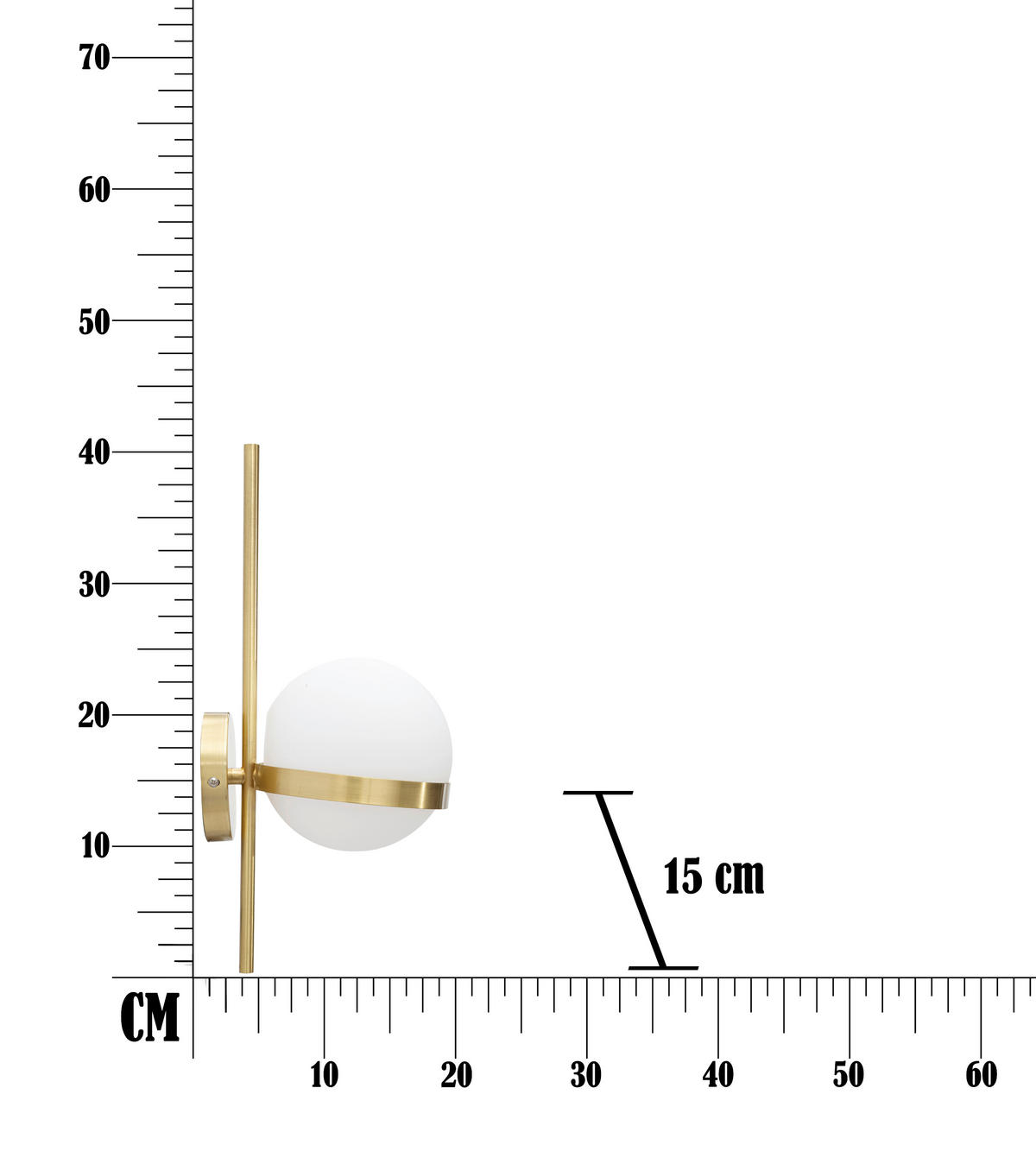 WANDLEUCHTE 15/20/40 cm  - Goldfarben/Weiß, Trend, Glas/Metall (15/20/40cm) - Mauro Ferretti