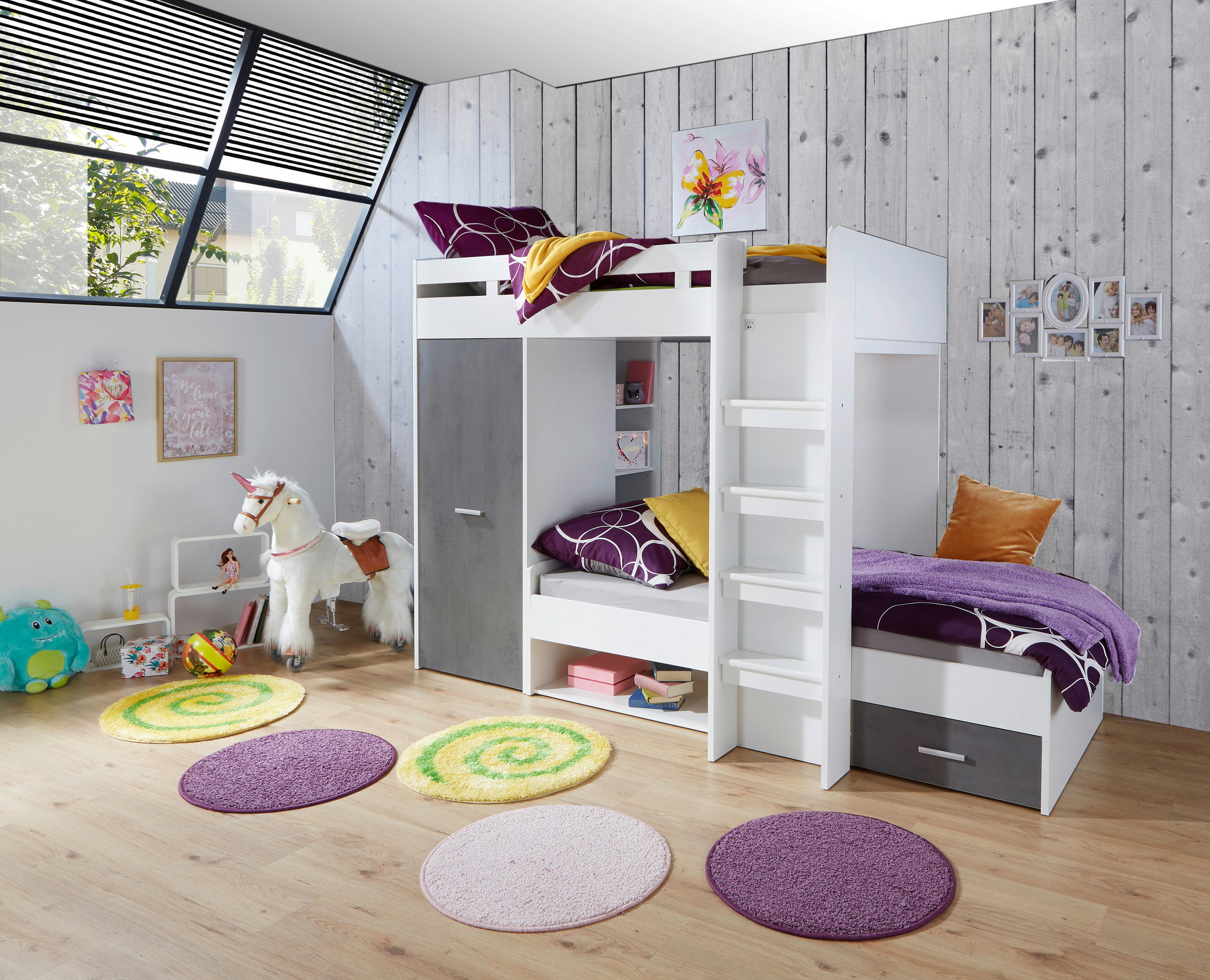 ETAGENBETT - Dunkelgrau/Weiß, KONVENTIONELL, Holzwerkstoff (90/200cm) - MID.YOU