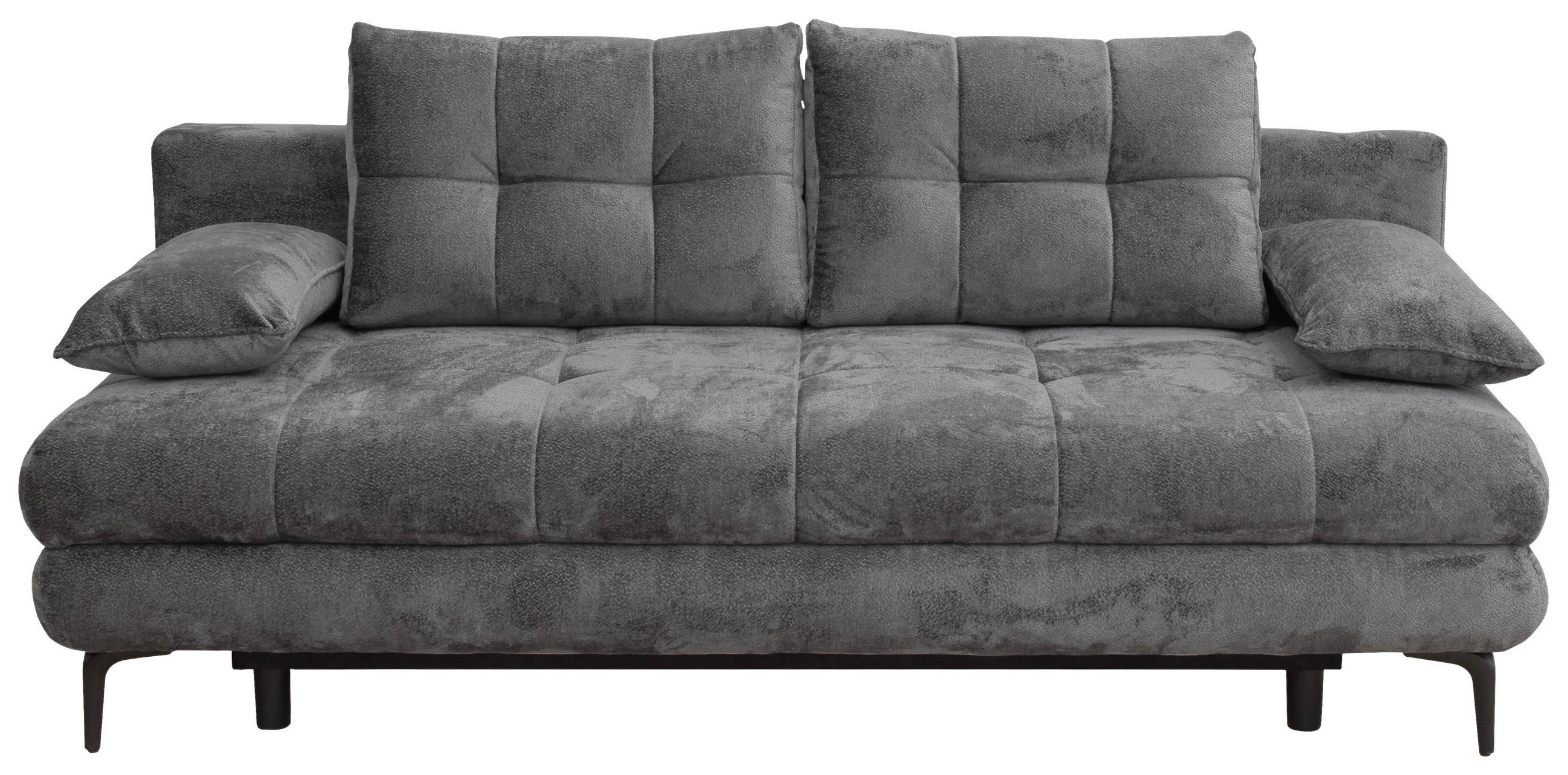 SCHLAFSOFA Chenille Graphitfarben  - Schwarz/Graphitfarben, KONVENTIONELL, Textil/Metall (203/94/96cm) - Carryhome