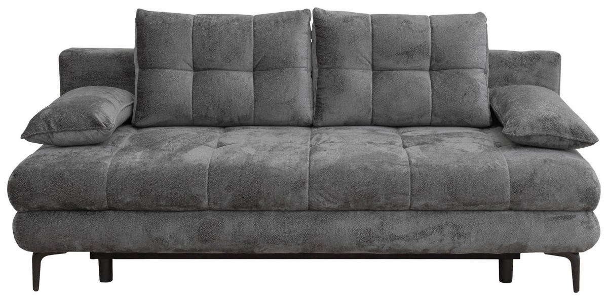SCHLAFSOFA Chenille Graphitfarben  - Schwarz/Graphitfarben, KONVENTIONELL, Textil/Metall (203/94/96cm) - Carryhome