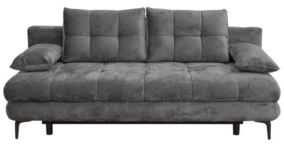 SCHLAFSOFA  mit Liegefunktion, Schlafen auf Sitzhöhe, Rücken echt Chenille Graphitfarben  - Schwarz/Graphitfarben, KONVENTIONELL, Textil/Metall (203/94/96cm) - Carryhome