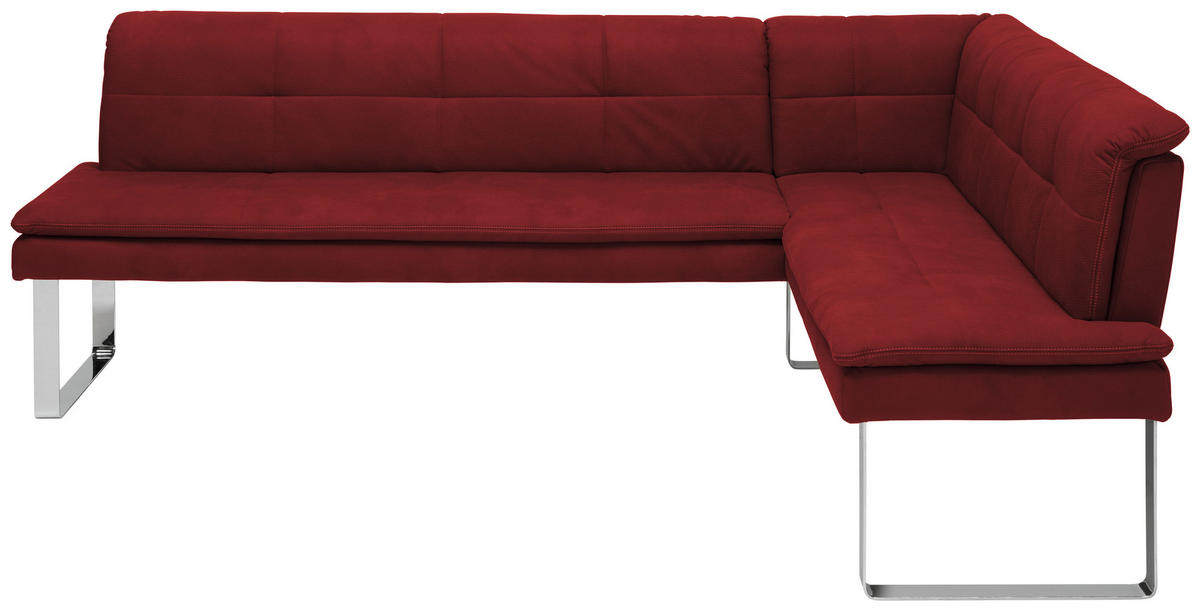 ECKBANK in Metall, Textil Chromfarben, Bordeaux  - Chromfarben/Bordeaux, Design, Textil/Metall (213/154cm) - Novel