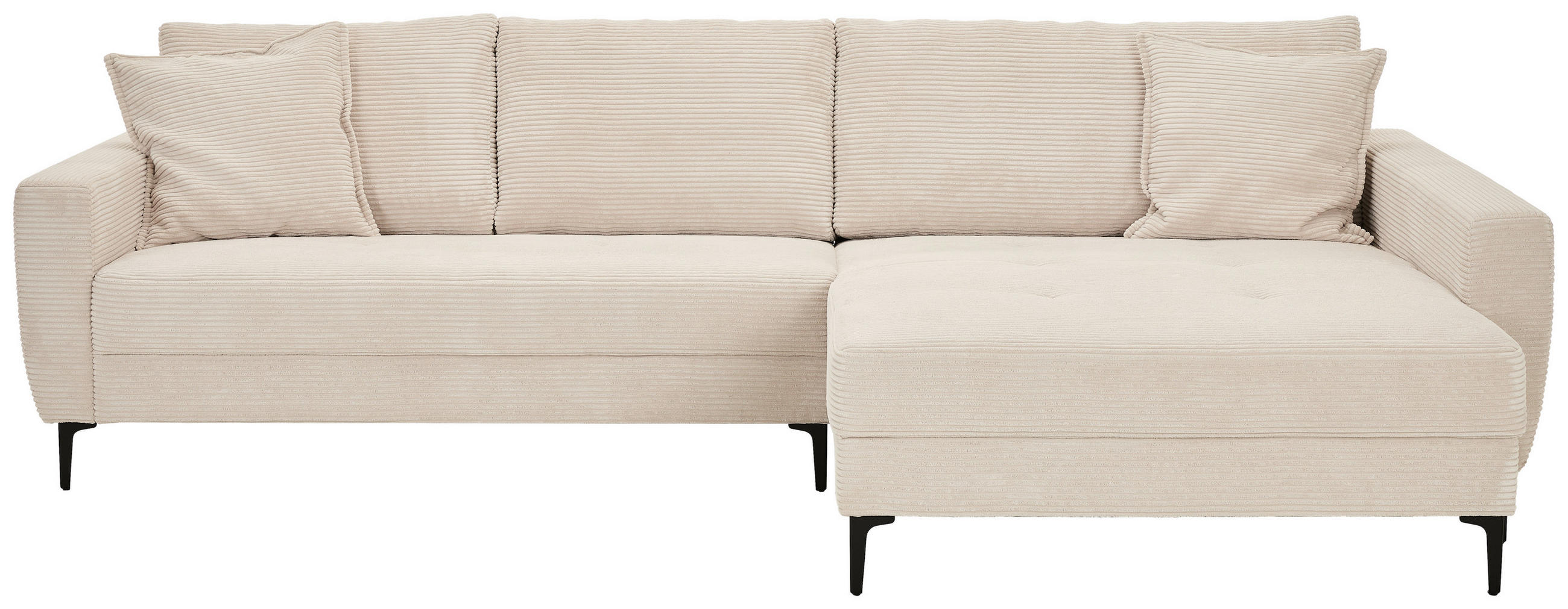 ECKSOFA Naturfarben Cord  - Schwarz/Naturfarben, Design, Textil/Metall (283/174cm) - Xora