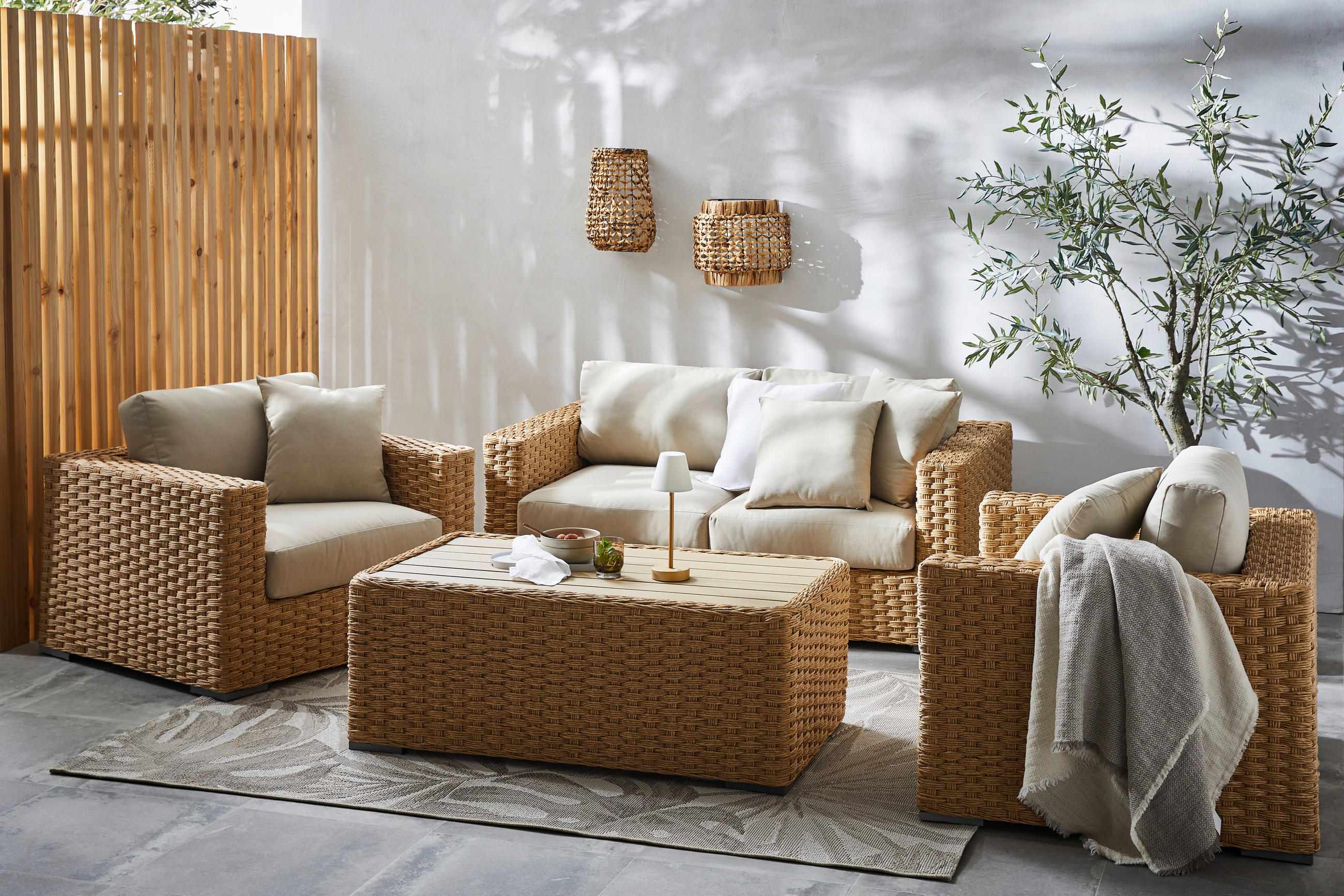 LOUNGE GARNITURA  prirodne boje   - prirodne boje, Moderno, metal/tekstil (122/69/46cm)