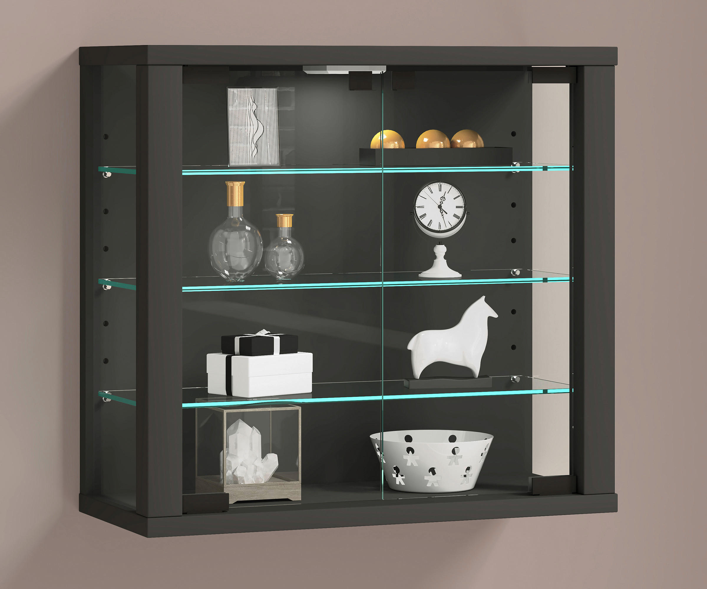 HÄNGEVITRINE in Anthrazit  - Anthrazit, Design, Glas/Holzwerkstoff (43/40/18cm) - MID.YOU