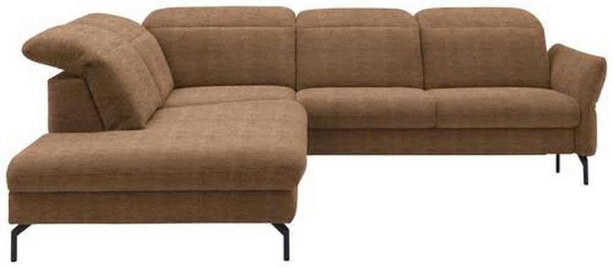 ECKSOFA in Flachgewebe Braun  - Schwarz/Braun, Design, Textil/Metall (233/299-313cm) - Dieter Knoll