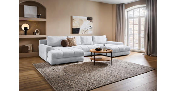 WOHNLANDSCHAFT  in Cord Grau  - Chromfarben/Grau, KONVENTIONELL, Kunststoff/Textil (180/376/180cm) - Carryhome