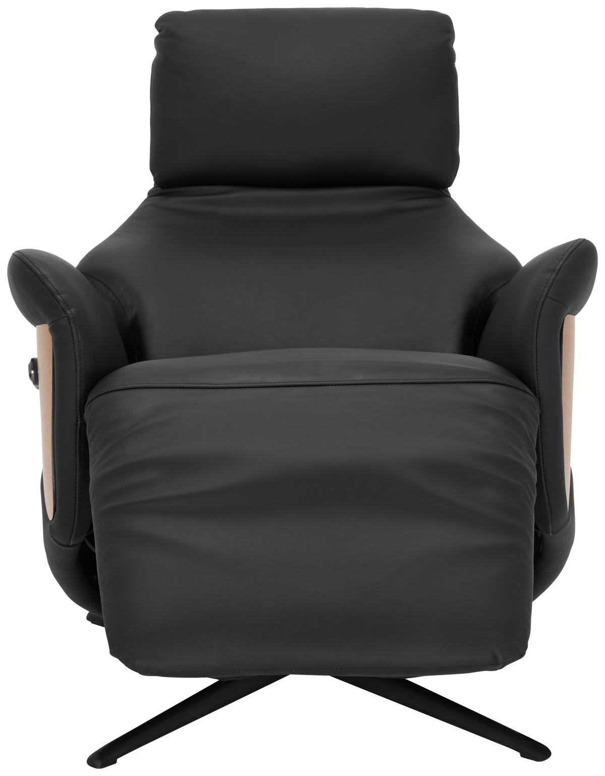 MASSAGESESSEL Echtleder Lederlook Schwarz    - Schwarz/Braun, KONVENTIONELL, Leder/Holzwerkstoff (75/112/85cm) - Livetastic