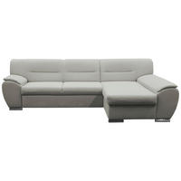 ECKSOFA 281/167 cm  in Flachgewebe Beige Bettkasten, Schlaffunktion, Rücken echt  281/167 cm  - Beige/Silberfarben, Design, Kunststoff/Textil (281/167cm) - MID.YOU