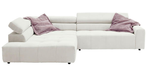 ECKSOFA in Feincord Weiß  - Schwarz/Weiß, KONVENTIONELL, Kunststoff/Textil (219/311cm) - Hom`in