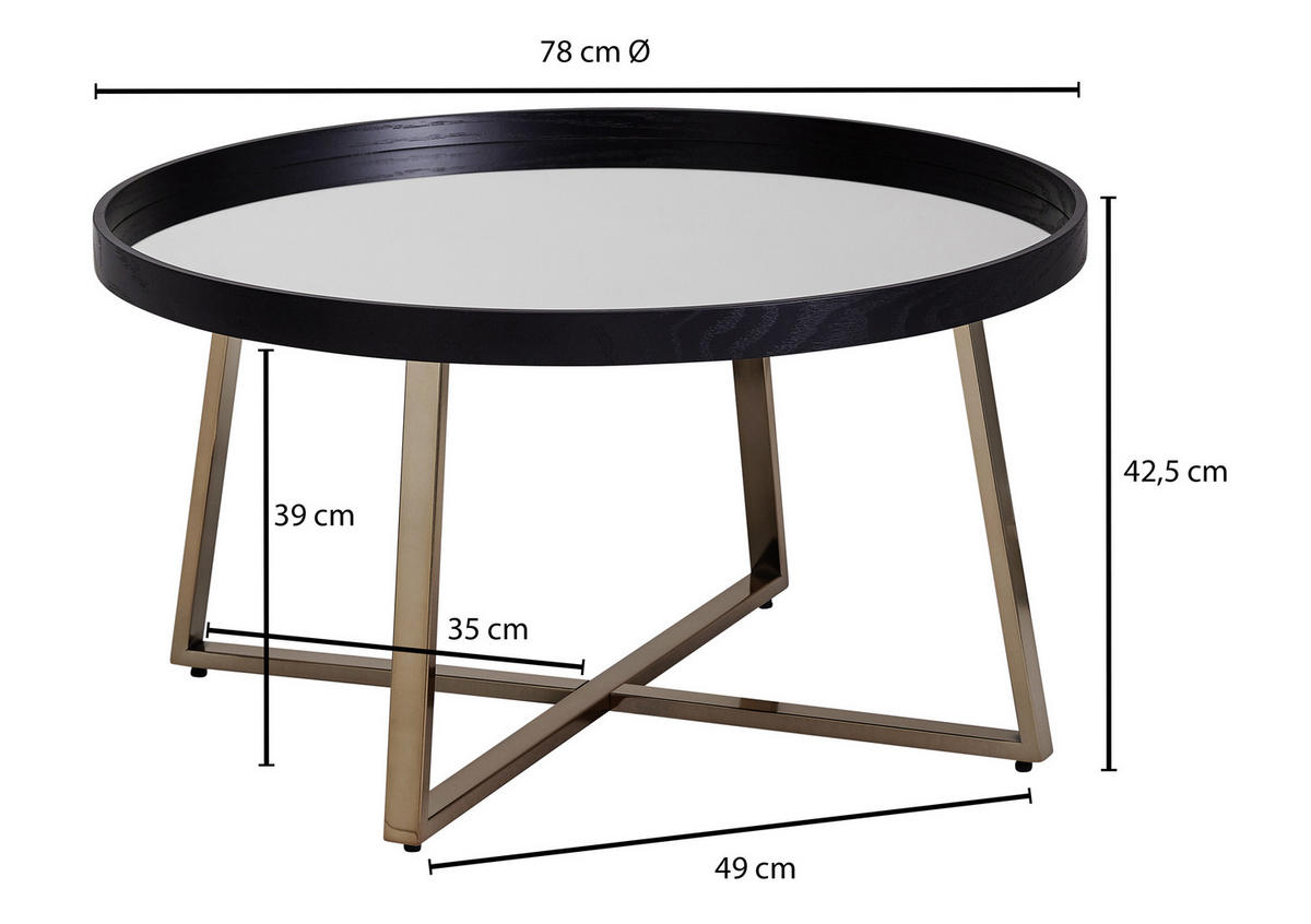 COUCHTISCH in Glas 78/78/42,5 cm  - Goldfarben/Schwarz, Design, Glas/Metall (78/78/42,5cm) - MID.YOU