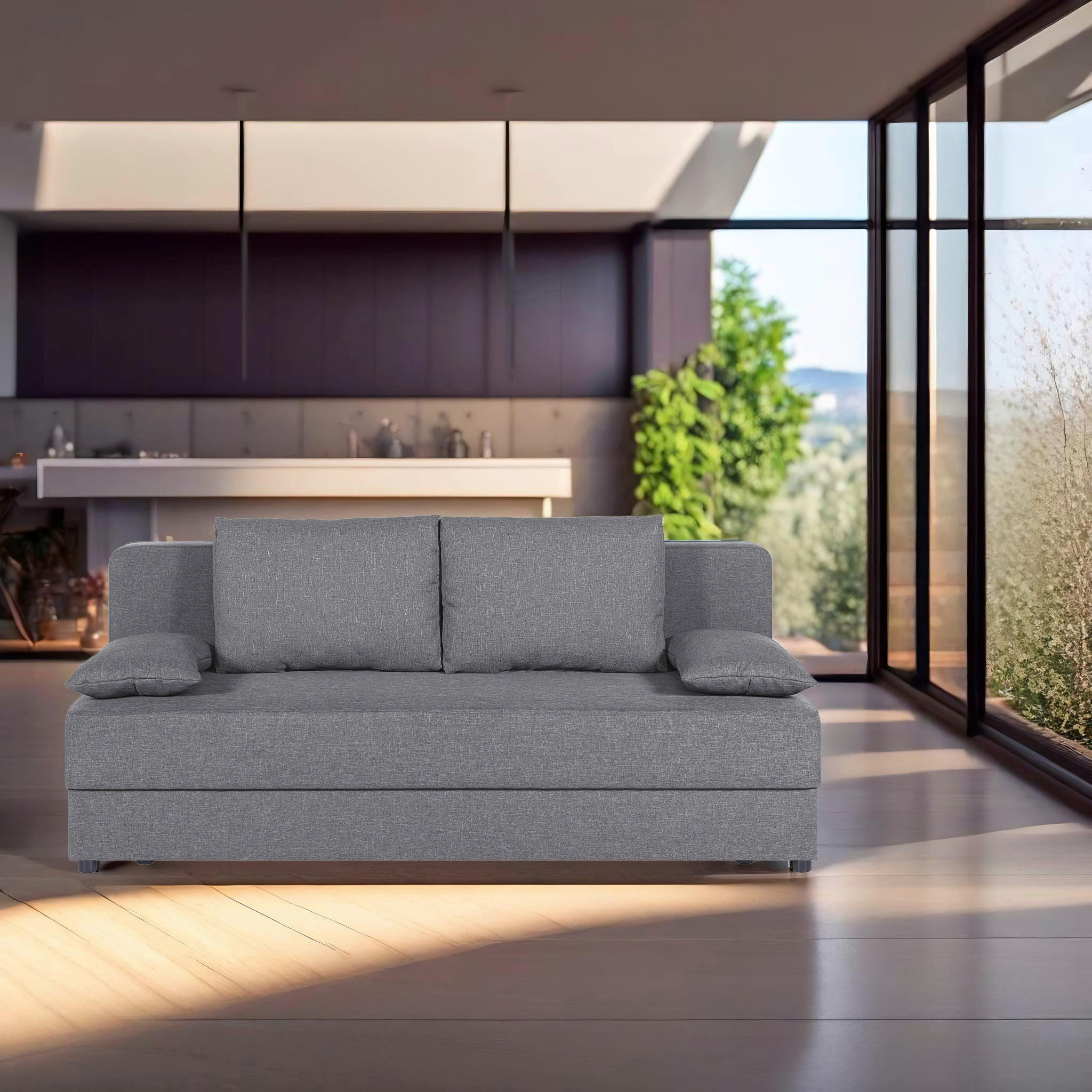 SCHLAFSOFA  mit Liegefunktion, Rücken echt Silberfarben  - Silberfarben, Design, Textil (193/82/80cm) - P & B