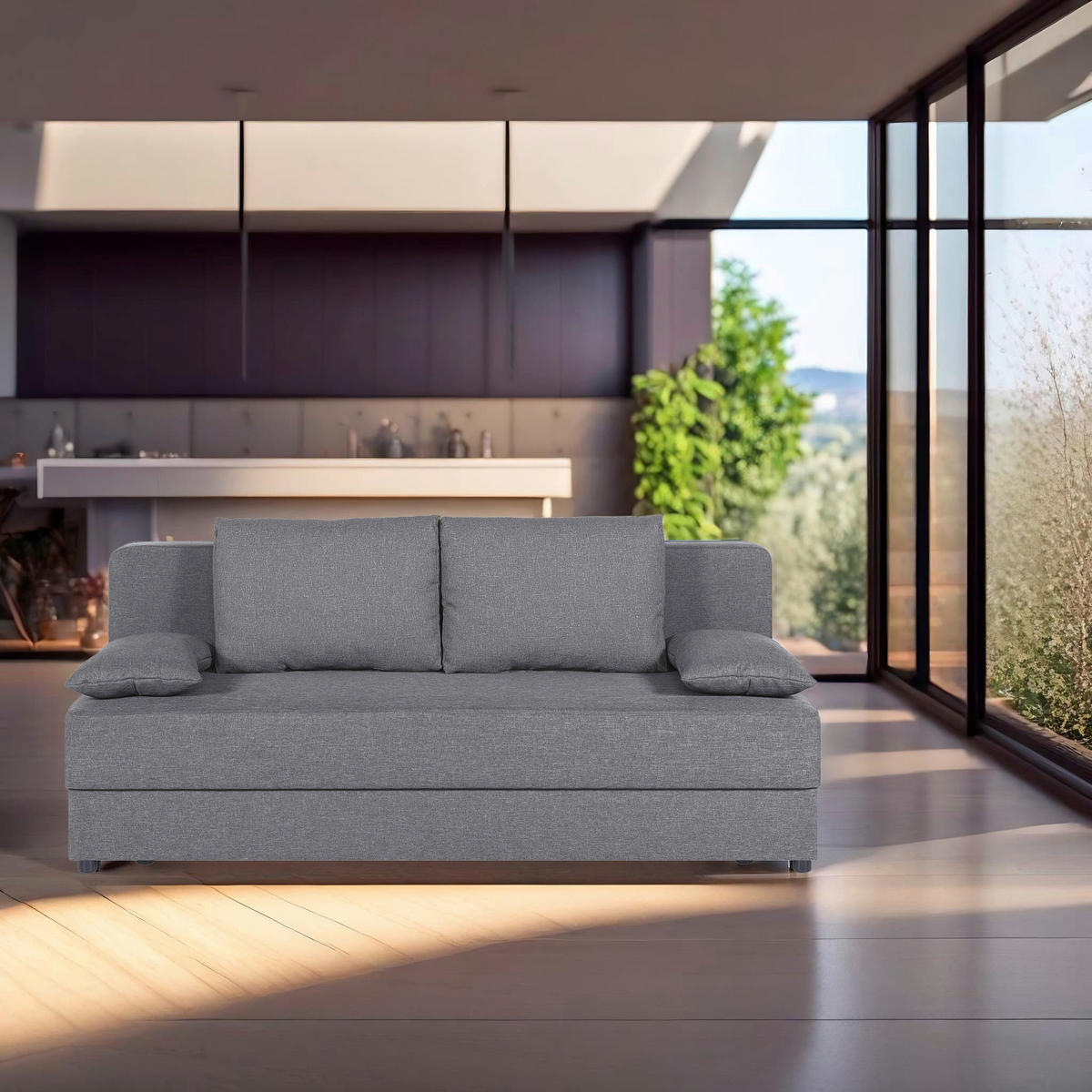 SCHLAFSOFA  mit Liegefunktion, Rücken echt Silberfarben  - Silberfarben, Design, Textil (193/82/80cm) - P & B