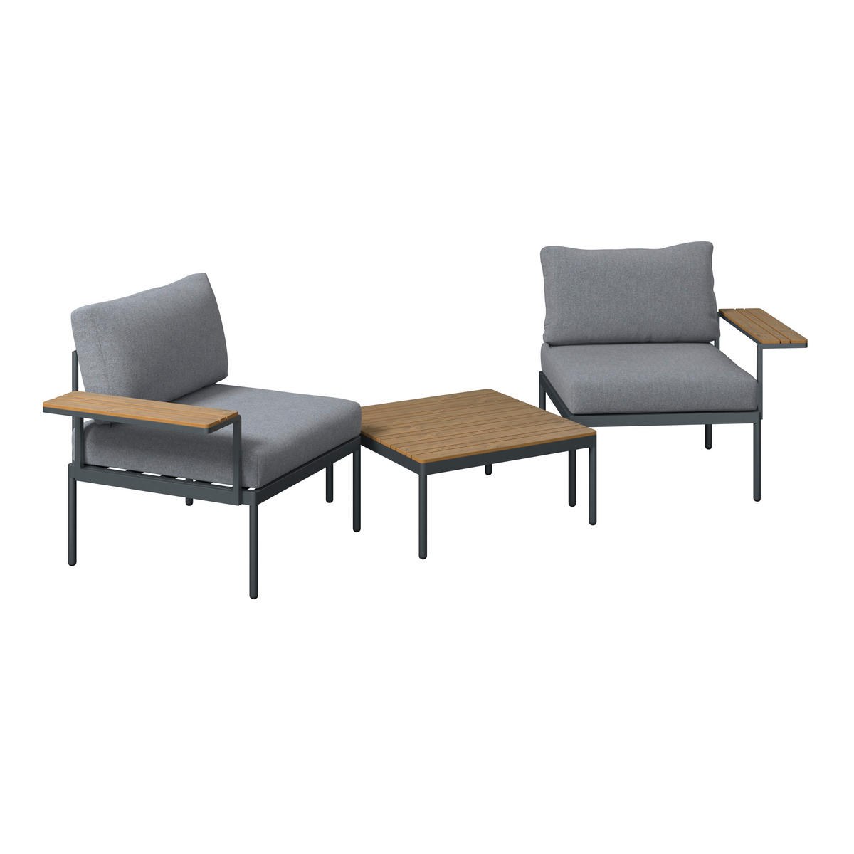 TERASOVÁ SEDACÍ SOUPRAVA 3dílné, kov, plast, textil - tmavě šedá/přírodní barvy, Moderní, kov/textil (85/64.5/71.5cm) - Ambia Garden