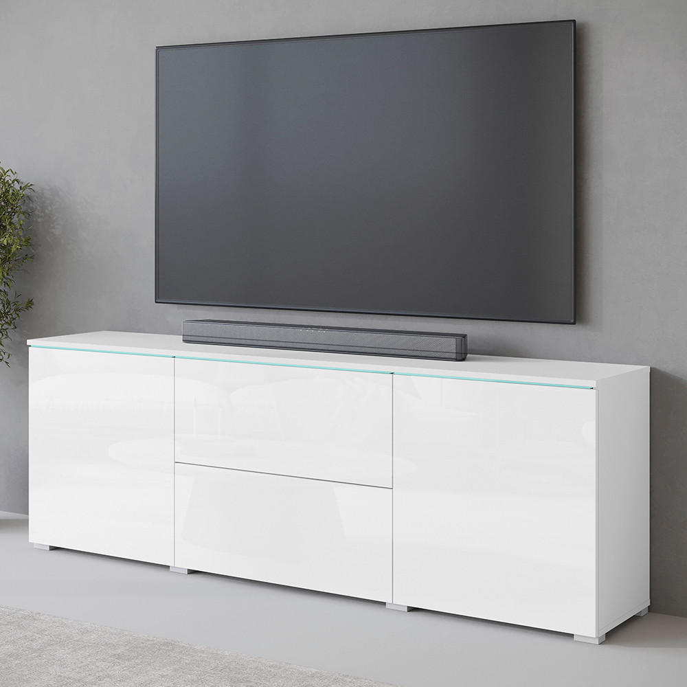 TV-BÄNK Vera  i 180/61,8/34,5 cm  - vit/vit högglans, Trend, trämaterial/plast (180/61,8/34,5cm) - P & B