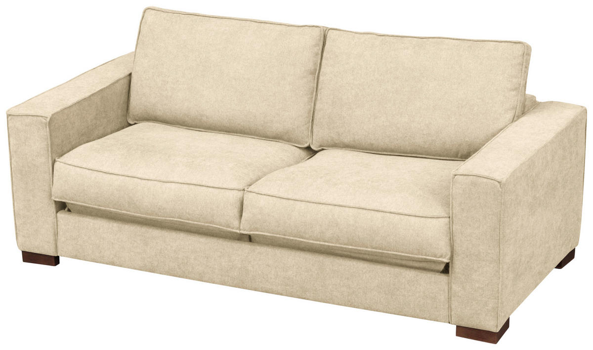 SCHLAFSOFA Webstoff Creme  - Dunkelbraun/Creme, Design, Holz/Textil (203/85/99cm) - MID.YOU