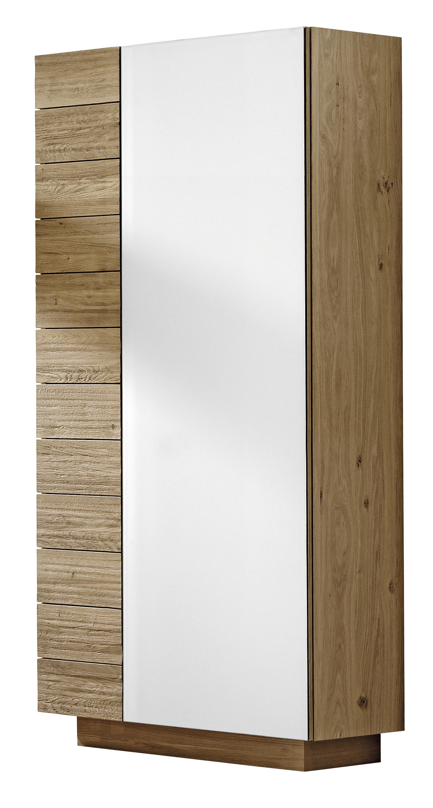 GARDEROBENSCHRANK Wildeiche massiv Eichefarben - Eichefarben, Design, Glas/Holz (96/202/42,5cm) - Voglauer