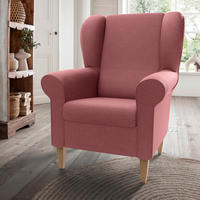 OHRENSESSEL Struktur Rosa  - Naturfarben/Rosa, Konventionell, Holz/Textil (80/102/86cm) - Livetastic