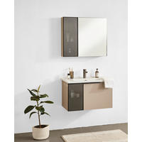 BADEZIMMER 3-teilig  in  - Weiß Hochglanz/Beige, MODERN, Glas/Holz (80/114/45cm) - MID.YOU