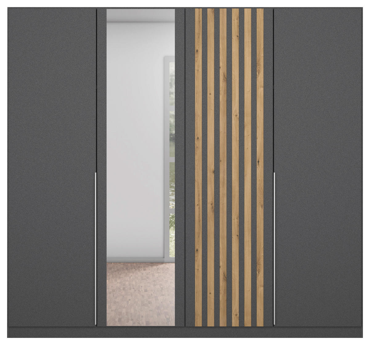 DREHTÜRENSCHRANK 226/210/54 cm 4-türig Grau  - Alufarben/Eiche Artisan, MODERN, Holzwerkstoff/Metall (226/210/54cm) - Rauch Möbel