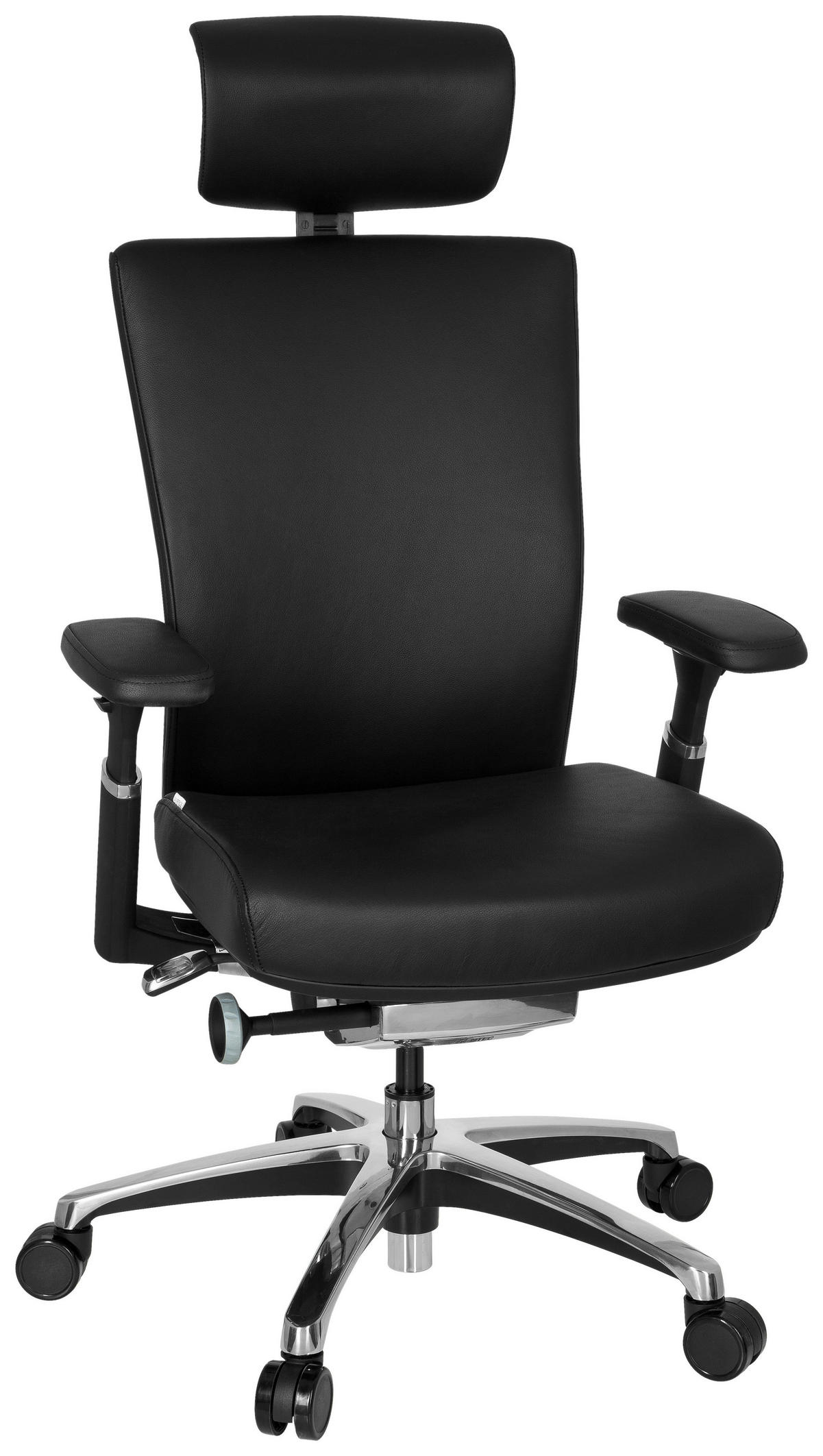 SNURRSTOL  i svart  - kromfärg/svart, Modern, metall/läder (57/106/52cm) - MID.YOU