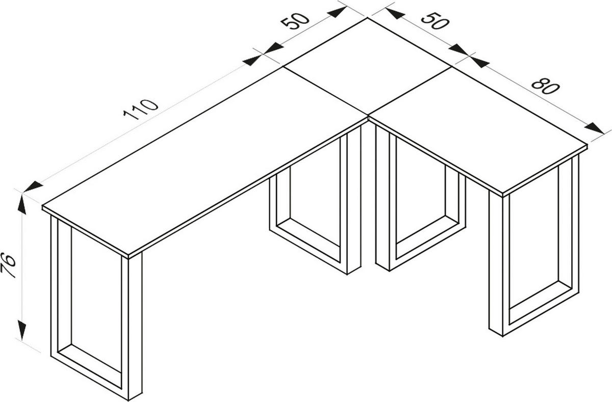 ECKSCHREIBTISCH 160/50/76 cm  in Schwarz, Weiß  - Schwarz/Weiß, MODERN, Holzwerkstoff/Metall (160/50/76cm) - MID.YOU